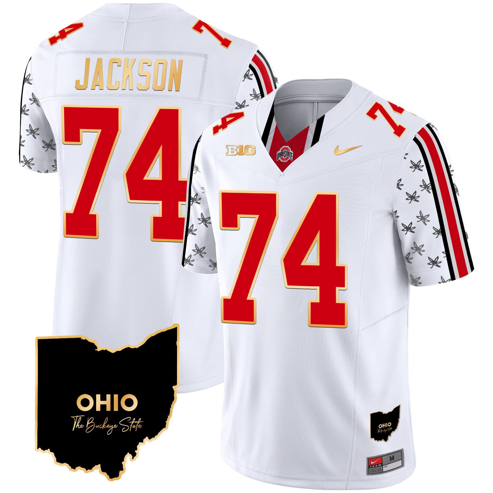 Men Ohio State Buckeyes #74 Jackson White 2024 Nike Home Patch Gold Trim Vapor Limited NCAA Jersey